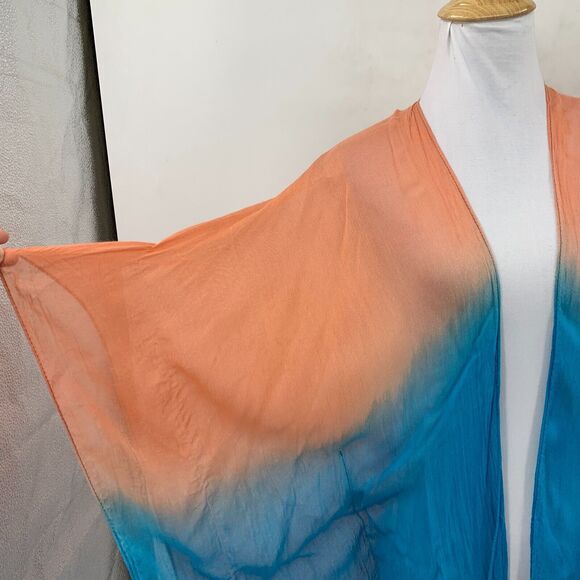 Elizabeth Gillett Anthropologie Duster Womens S Small Two Tone Semi Sheer Poncho - Picture 4 of 16